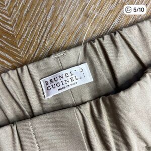 BRUNELLO CUCINELLI Rockweed Cotton Gabardine Pull On Pant w/Elastic Waistband 46